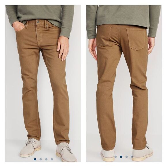 NWT Old Navy Men's High-Rise Slim Built-In Flex Pants Dark Khaki Size 30 x 32 - Picture 1 of 14